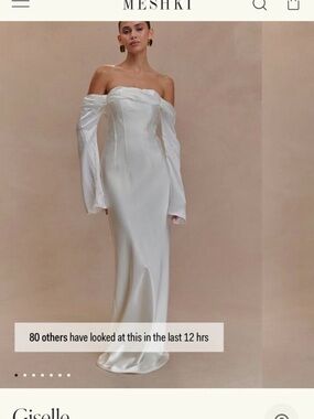 MESHKI Off-Shoulder Satin White Evening Dress